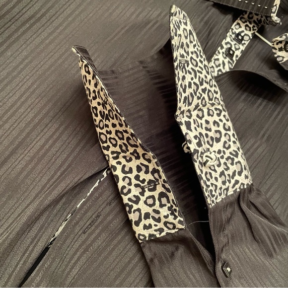 Coogi Classic black pin-stripped w/ leopard cuffs, neckline and button strip - Picture 13 of 13